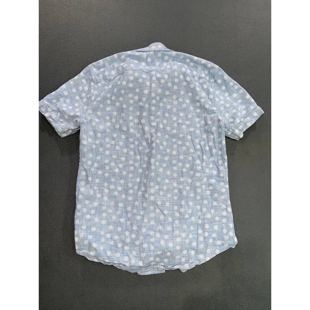 Ben Sherman Blue/White Floral Cotton Woven Point Y2K Button-Up Shirt M A008639 - Picture 7 of 7